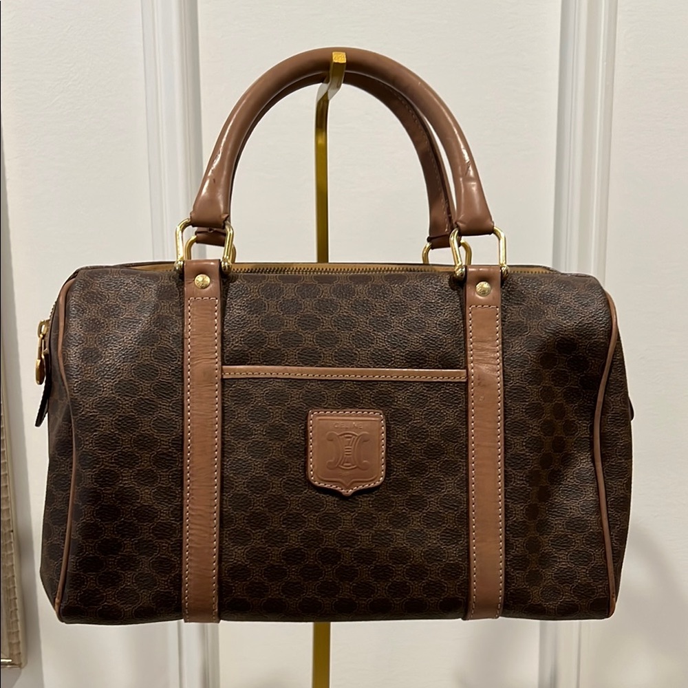 Celine Macadam Boston Bag Satchel Handbag EUC